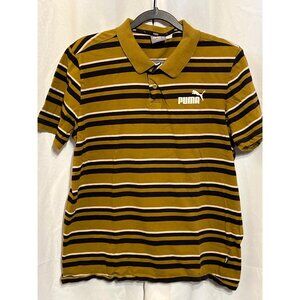Puma Mens Olive & Navy Striped Polo Shirt Size M